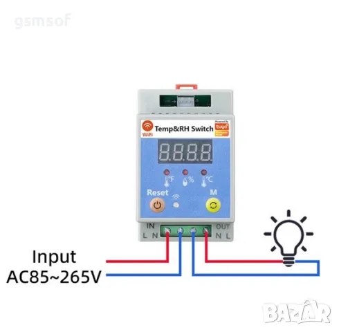 20А WiFi Смарт термостат - прекъсвач с за DIN шина с термодатчик Tuya Smartlife, снимка 3 - Друга електроника - 49266349