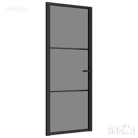 vidaXL Интериорна врата 83x201,5 см черна ESG стъкло и алуминий