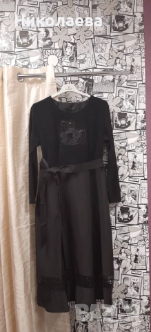 Кокетна Макси Рокля в черно декорирана с мрежа и пайети!, снимка 3 - Рокли - 52550331