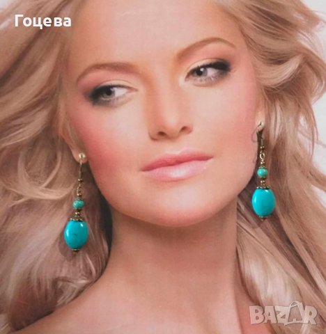 Новия ни комплект бижута обици и колие с Тюркоази и орнаменти цвят Античен бронз , снимка 9 - Бижутерийни комплекти - 41979162