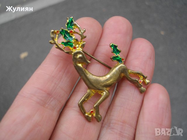 СТАРА БРОШКА ЕЛЕН С ЕМАЙЛ, снимка 2 - Антикварни и старинни предмети - 42124779