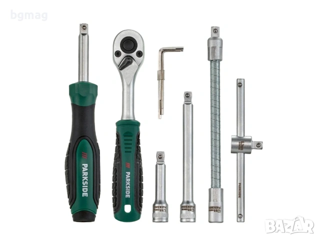 PARKSIDE комплект тресчотка с въртяща глава и вложки 1/4''-46 части, снимка 3 - Гедорета - 53181059