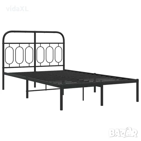vidaXL Метална рамка за легло с горна табла, бяла, 120x200 см, снимка 3 - Спални и легла - 56147475