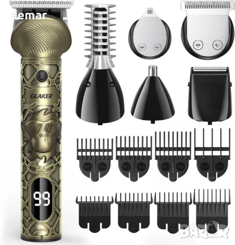 GLAKER Безжичен акумулаторен тример за мъже 6 в 1, (черен) ; (златен), снимка 2 - Машинки за подстригване - 48838627