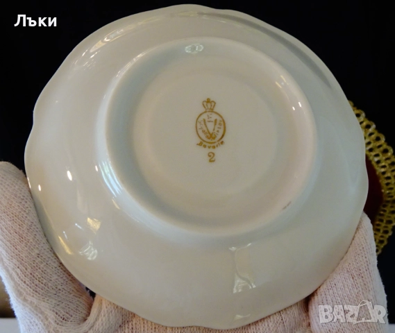Чаша с чиния баварски порцелан,чисто злато,роза,барок. , снимка 6 - Антикварни и старинни предмети - 52056295