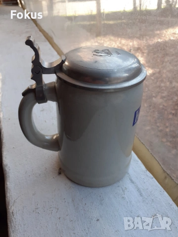 Стара немска колекционерска халба с капак керамика 1964г, снимка 6 - Антикварни и старинни предмети - 53444489