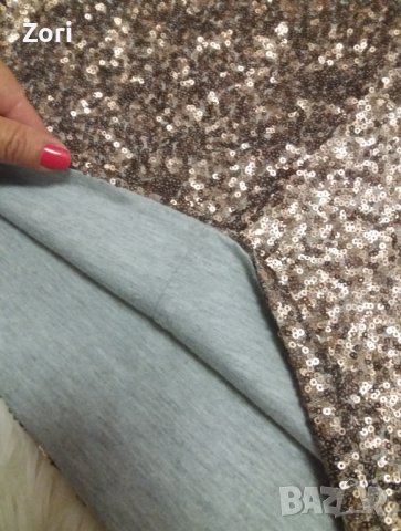 ВПЕЧАТЛЯВАЩА парти мини рокля цялата в медно-златисти пайети , снимка 5 - Рокли - 41772130