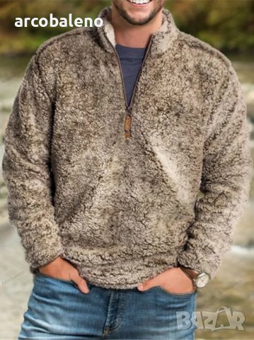 Ежедневни свободни едноцветни мъжки пуловери с яка, 2цвята - 023, снимка 3 - Пуловери - 39781767