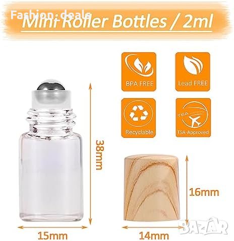Нови 12 брoя, 2 мл ролкови бутилки празни прозрачни Неръждаема стомана Пътуване, снимка 2 - Други стоки за дома - 42095884