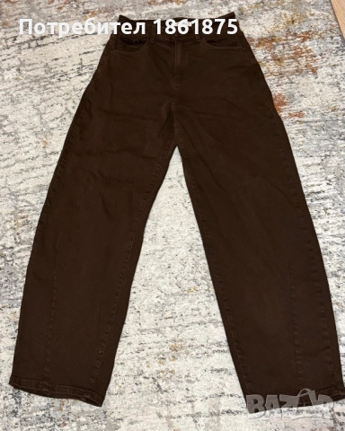 Кафеви дамски дънки тип балон, снимка 2 - Дънки - 53276089