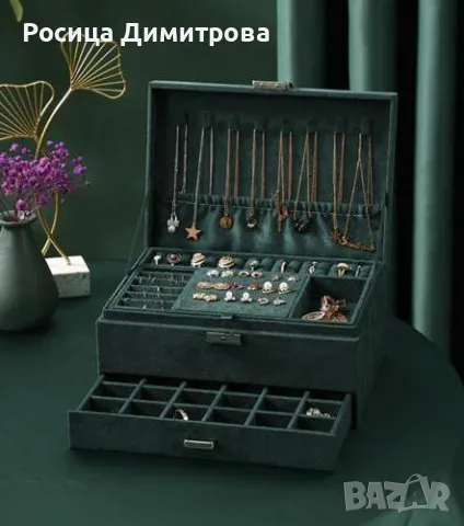  Луксозна кутия за бижута с ключ - зелена, снимка 6 - Други - 47393845