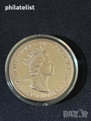 Острови Търкс и Кайкос 1993 - Зимни олимпийски игри 1994 година - ски - 20 Crowns, снимка 4 - Нумизматика и бонистика - 55941423