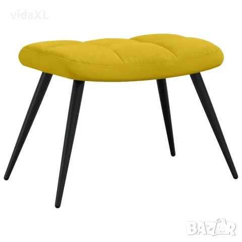 vidaXL Релаксиращ фотьойл с табуретка, кадифе в цвят горчица и жълто, снимка 8 - Столове - 56146926