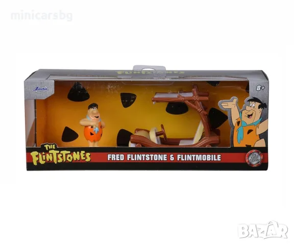 Метални колички: The Flintstones – Flintmobile с фигура на Фред Флинтстоун, метален модел, снимка 3 - Колекции - 55954650