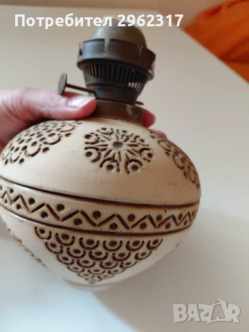 Старина керамечна (газена)лампа, снимка 4 - Антикварни и старинни предмети - 53763275