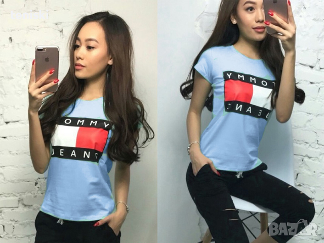 Дамски тениски Tommy Jeans принт Ралични цветове, снимка 2 - Тениски - 36235768