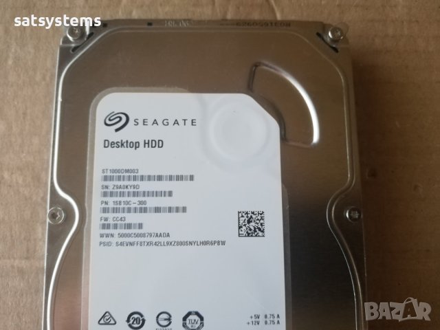 Хард диск Seagate Barracuda Desktop HDD ST1000DM003 1000GB SATA 6.0Gb/s, снимка 2 - Твърди дискове - 41621273