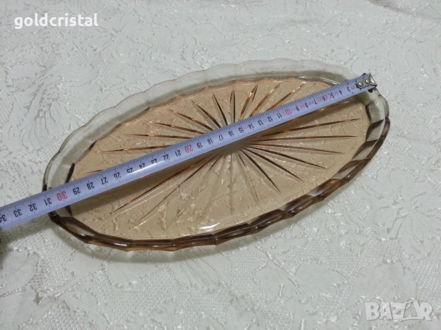 Стар стъклен поднос елипса , снимка 2 - Антикварни и старинни предмети - 24962864