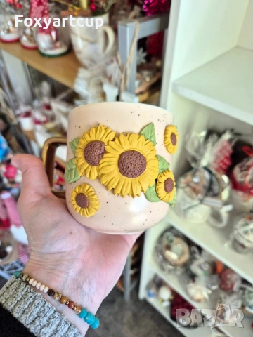 чаша полимерна глина Слънчогледи , снимка 2 - Декорация за дома - 53661869