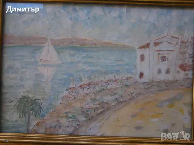 Акварел пейзаж рамкиран, снимка 2 - Картини - 55948734