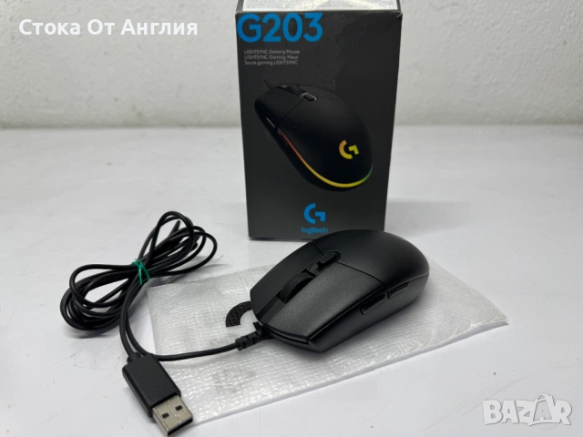 Мишка Logitech G203, USB, гейминг, RGB подсветка, черна
