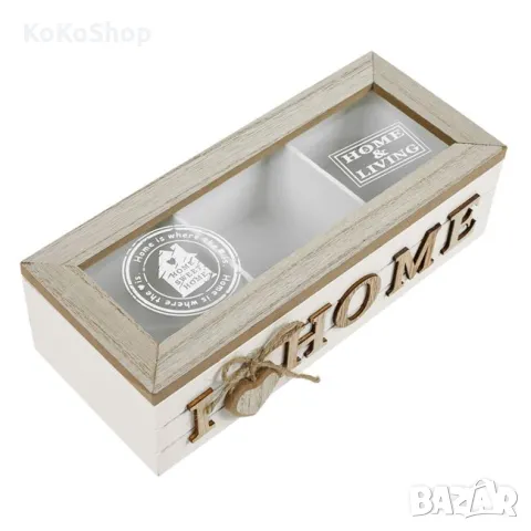Дървена кутия със стъклен капак-24x10x7 см. Кутия за декорация Органайзер, снимка 3 - Декорация за дома - 50336329