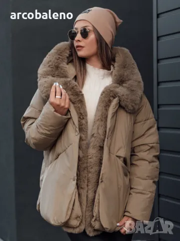 LUNAVI Дамско зимно яке ватирано с косъм, 3цвята , снимка 12 - Якета - 47488594