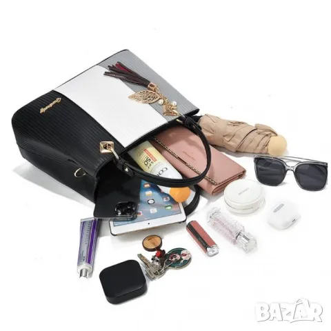 Дамска чанта Tripple Black, снимка 7 - Чанти - 47938666