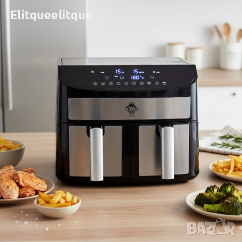 Двоен Air Fryer Queen KK-A02 - 7L, 2400W за здравословно и бързо готвене, снимка 4 - Мултикукъри - 52221926