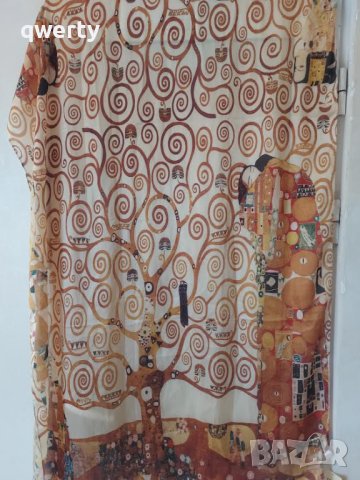 Нов шал естествена коприна - Густав Климт, снимка 2 - Шалове - 42494004