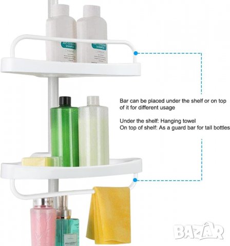 KINLO Телескопичен душ рафт Телескопичен ъглов рафт от неръждаема стомана, снимка 8 - Други стоки за дома - 39960268