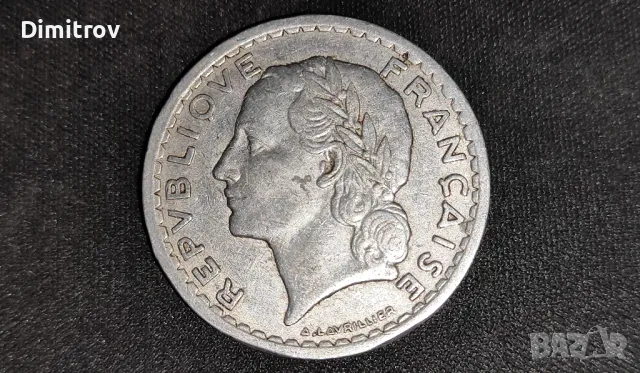 5 франка (Франция, 1945), снимка 4 - Нумизматика и бонистика - 46048877