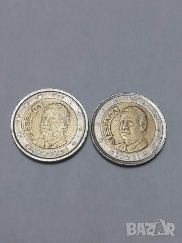 монета /куриоз/ 2 евро Испания 2001 г., снимка 4 - Нумизматика и бонистика - 52949339