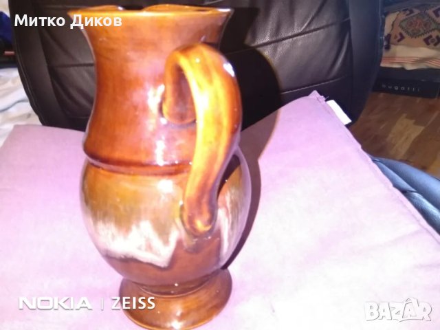 Кафява керамична кана кафяво сива от соца на Троян произд.Н-220мм и фи долу 76мм и горе 95мм, снимка 4 - Аксесоари за кухня - 47946539