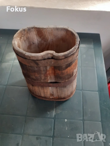 Стар дървен съд примитив бъкел бъклица ведро, снимка 2 - Антикварни и старинни предмети - 53291450