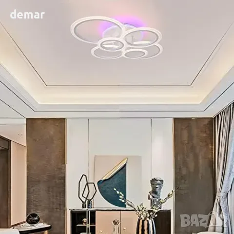 LED плафон 80 W с дистанционно, 75 × 55 × 16 см, димируем 3000–6500 K, снимка 5 - Други стоки за дома - 56011761