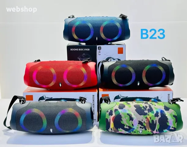 Мощна Преносима Тонколона BOOMS BOX 3, Li-ion, блутуут, USB, SD, RGB, 2x4", 40W, снимка 2 - Bluetooth тонколони - 49939245