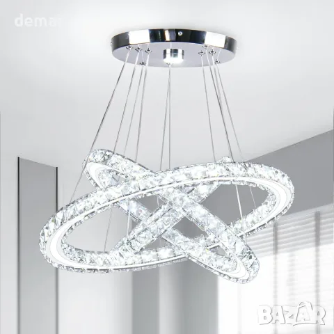 Полилей с LED 3 пръстена и кристални елементи, 50×40×30 см