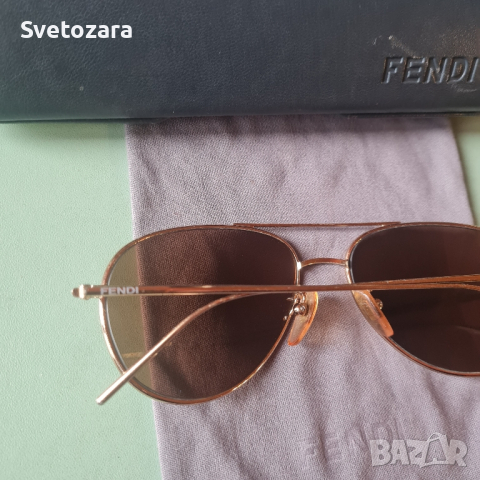 FENDI оригинални слънчеви очила/ авиатор, златиста метална рамка/, снимка 5 - Слънчеви и диоптрични очила - 44583409