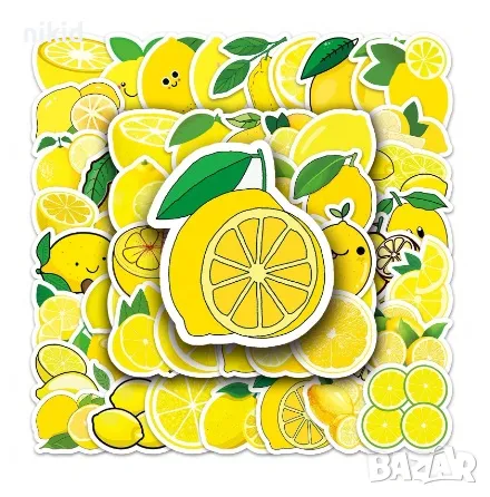 50 бр лимон лимони самозалепващи лепенки стикери за украса декор картонена торта ръчна изработка