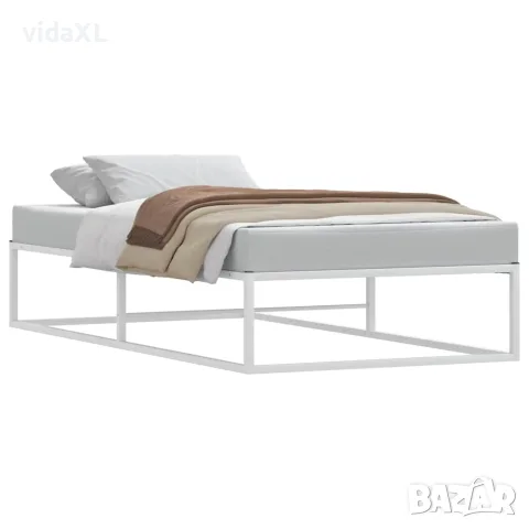vidaXL Рамка за легло без матрак Бяла 90x200 cm Метал