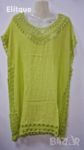 Лятна туника в свободна кройка, подходяща и за плажа, универсален размер. Дължина-85см;Ширина-60см., снимка 2 - Туники - 52894995