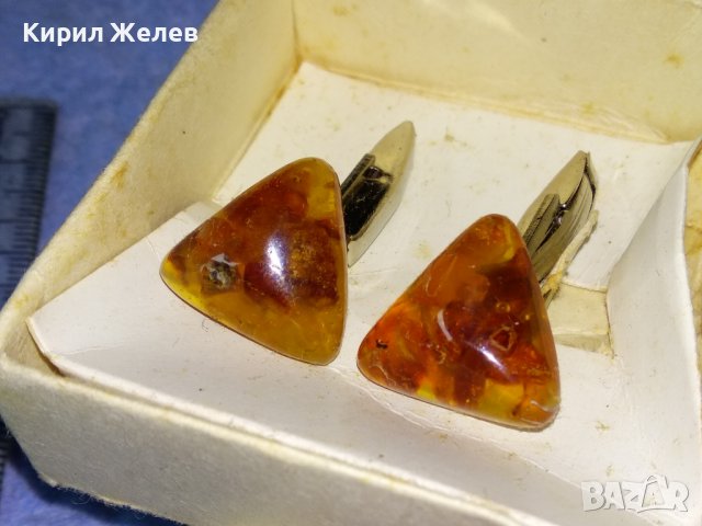 СТАРИ РУСКИ КЕХЛИБАРЕНИ РЕТРО БУТОНЕЛИ за РЪКАВЕЛИ с НАТУРАЛЕН БАЛТИЙСКИ КЕХЛИБАР и КУТИЙКА 34625