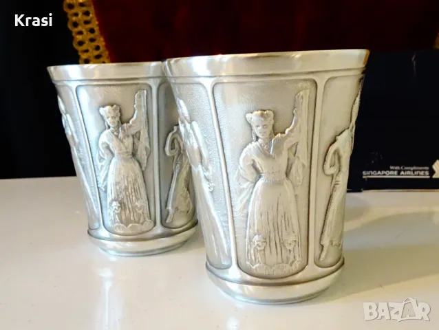 Чаша от калай за вино с красиви танцьорки, снимка 6 - Антикварни и старинни предмети - 47404601