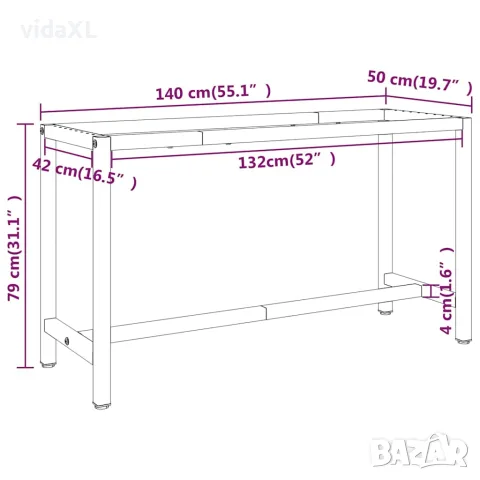 vidaXL Рамка за работна маса матово черно и червено 140x50x79 см метал, снимка 7 - Работни маси и бюра - 56146216