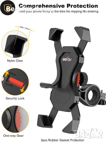 Grefay Държач за телефон за велосипед, Кормило за мотоциклет, за скутер,с въртене на 360° за 3,5-6,5, снимка 5 - Друга електроника - 42399395