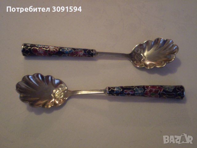Комплект 2 лъжички в кутия емайл метал, снимка 3 - Други ценни предмети - 39022902