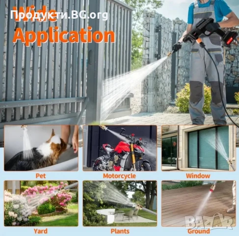 Безкабелна 21V водоструйка с външен филтър, 2 батерии и 5 режима на пръскане, снимка 6 - Аксесоари и консумативи - 50750253