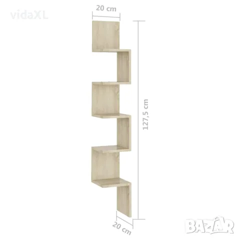 vidaXL Стенен ъглов рафт, дъб сонома, 20x20x127,5 см, инженерно дърво, снимка 9 - Ракли - 56147778