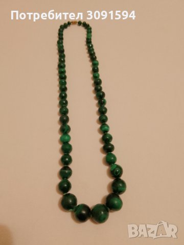 ОГЪРЛИЦА ОТ ЕСТЕСТВЕН ПОЛУСКЪПОЦЕН КАМЪК малахит, снимка 7 - Антикварни и старинни предмети - 42183210